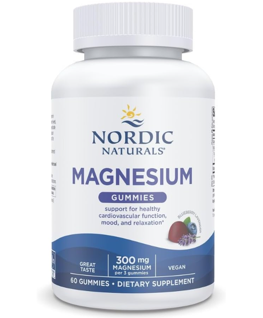 Nordic Naturals Magnesium Gummies for Muscle Relaxation - Delicious Blueberry Lavender Flavor, 60 Count