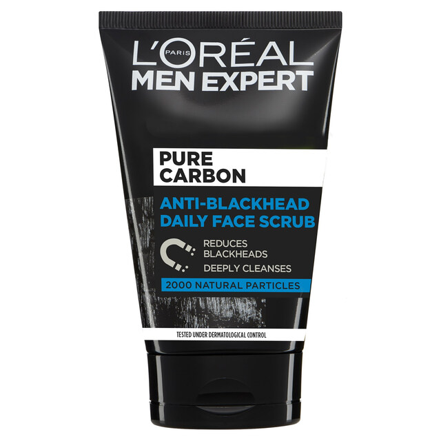 L'Oréal Paris Men Expert Pure Carbon Anti-Blackhead Daily Face Scrub | 100ml Deep Cleansing Facial Exfoliator