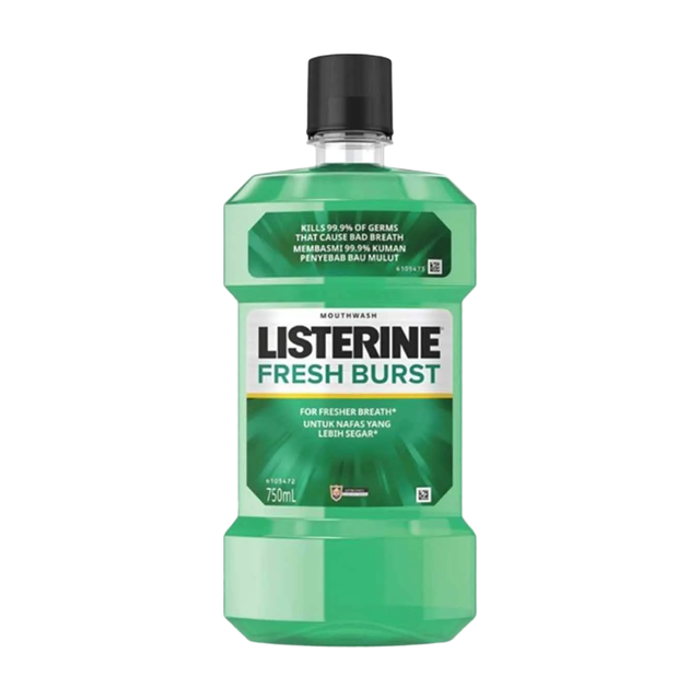 Listerine Freshburst Mouthwash, 750ml | Alcohol-Free Formula for 24-Hour Lasting Fresh Breath & Cavity Protection