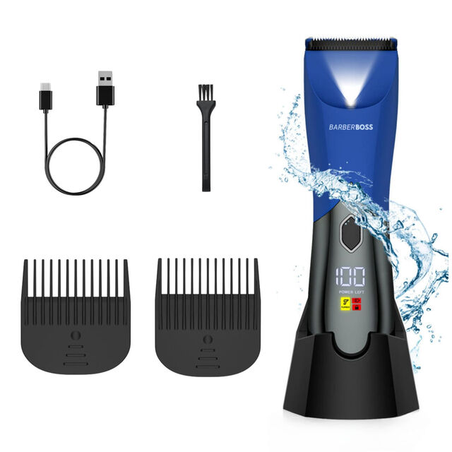 BarberBoss Men's Body & Groin Trimmer with Ceramic & Titanium Blades, Dual Speed, USB-C Rechargeable & Travel Lock