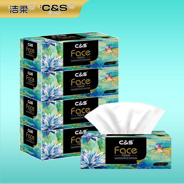 C&S Facial Tissues, 4 Cube Boxes (360 Tissues Total) | 4-Ply Soft & Strong for Home & Office | Pure Virgin Wood Pulp