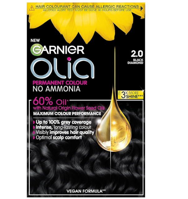 Garnier Olia No Ammonia Permanent Hair Dye Colourant - Black Diamond with Ammonia-Free Developer Cream & Conditioner