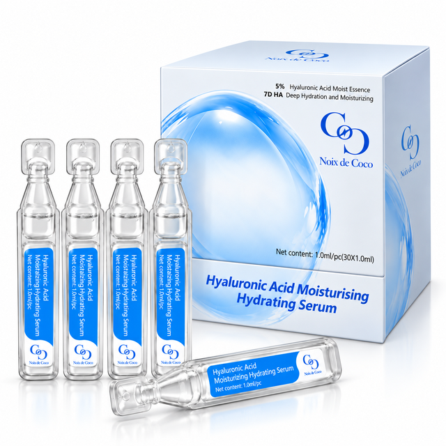 Noix de Coco Hyaluronic Acid Moisturising Facial Serum Ampoules, 30 Single-Use Vials for Hydrating & Glowing Skin, Lightweight Non-Greasy Daily