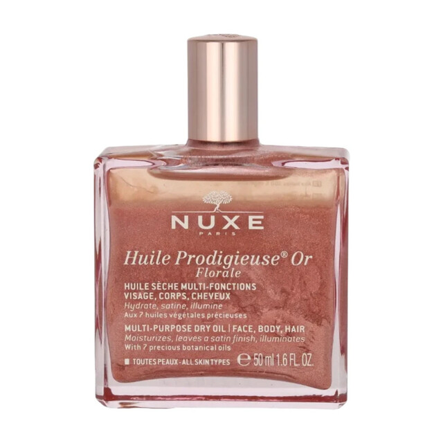 Nuxe Huile Prodigieuse Or Florale Body Oil 50ml: A radiant dry oil for face, body & hair with a shimmering floral scent.