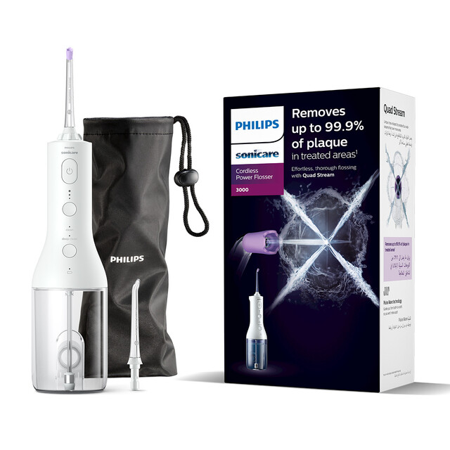 Philips Sonicare Cordless Power Water Flosser 3000 with 2 Flossing Modes, 3 Intensities for Effective Dental Care.