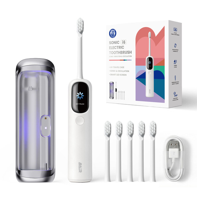 BAIR CARE Electric Toothbrush, Sonic I6 Rechargeable with 100-Day Battery Life, IPX8 Waterproof, 5 Modes & Timer, Ideal Home Travel Dental Care