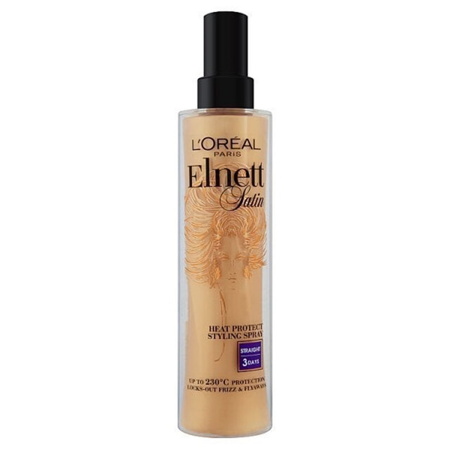 L'Oréal Paris Elnett Styling Spray for Heat Protection and Straight Hair with Shine, Anti-Frizz & Flyaways Control, 170ml