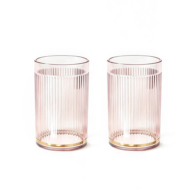 JORDAN&JUDY Mugs Cups in Cherry Pink: Set of 2 Mouthwash Cups, 10.5x7cm Each for Bathroom or Kitchen Organizing
