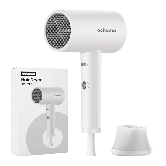 Ochama Hair Dryer: 1800W Ultra-Light 480g Design with 20,000RPM High-Speed Motor & Negative Ion Technology for Quick, Quiet Drying