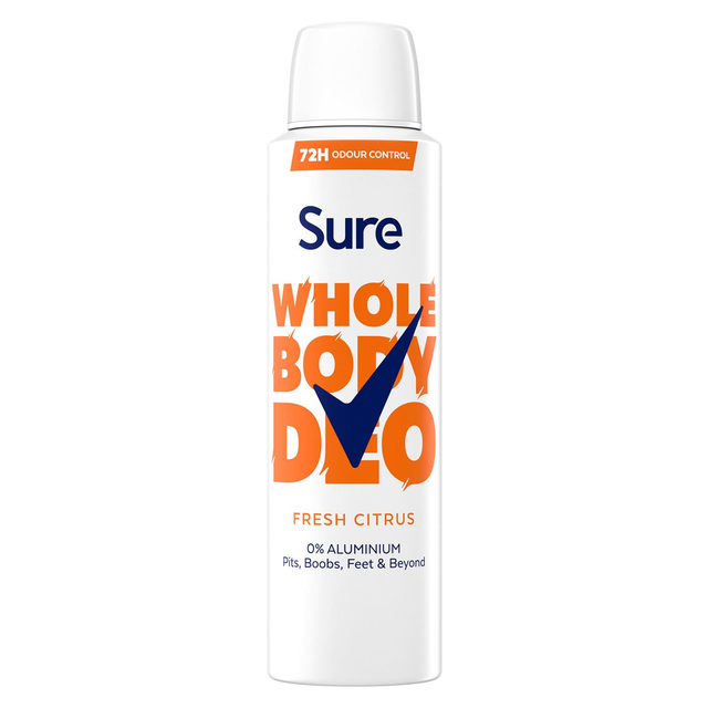 Sure Women Fresh Citrus Whole Body Deodorant Spray 150ml | Long-Lasting Freshness & Odor Protection for All-Day Confidence