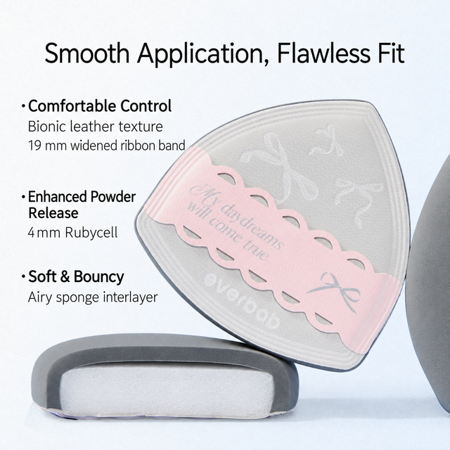 everbab Beauty Makeup Sponge Puff - Soft Heart (Bow Series) 2-Pack, Silky Smooth Foundation Blender for Flawless Finish