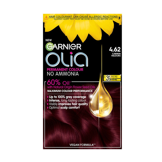 Garnier Olia Hair Colourant: Dark Garnet Red Shade 4.62, Oil-Powered Ammonia-Free Formula for 100% Grey Coverage & Long-Lasting Vibrancy