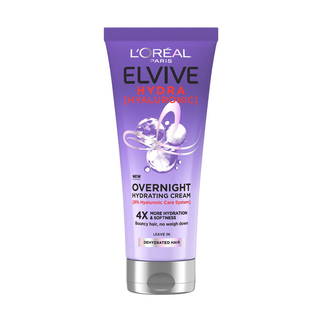 L'Oréal Paris Hair Care: Elvive Hydra Hyaluronic Acid Overnight Hydrating Cream for Dry Hair, 200ml