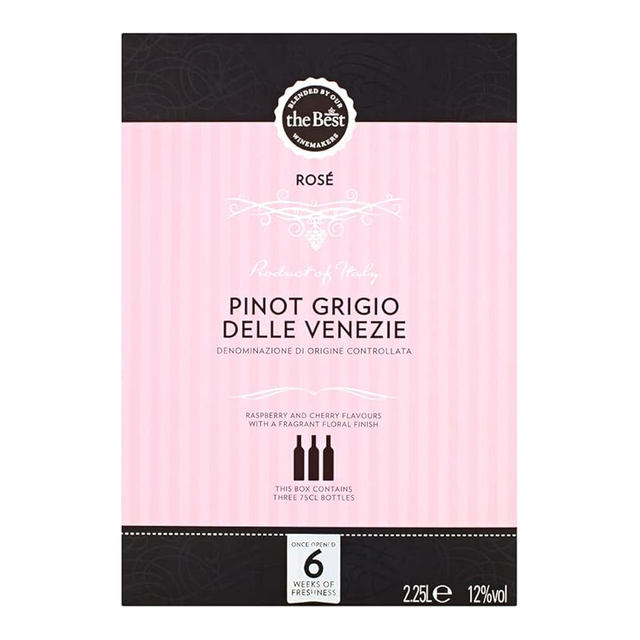 Morrisons Wine – The Best Pinot Grigio Rosé Delle Venezie 2.25L Premium Italian Blush with Crisp Refreshing Finish