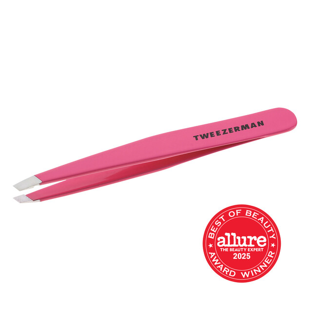 Tweezerman Slant Tweezer Pretty In Pink, Professional Pointed Tip Beauty Tool for Precise Eyebrow Shaping.