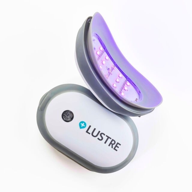 LUSTRE Facial LED Device: Solo LED Acne Pod with 415nm Blue Light Therapy, Hands-Free Rechargeable Acne Treatment in White & Grey