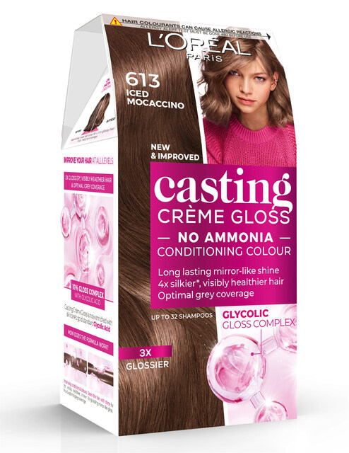 L'Oréal Paris Hair Colour: Casting Crème Gloss 613 Iced Mocha, No Ammonia Semi-Permanent Glossing Shade Lasts 32 Washes