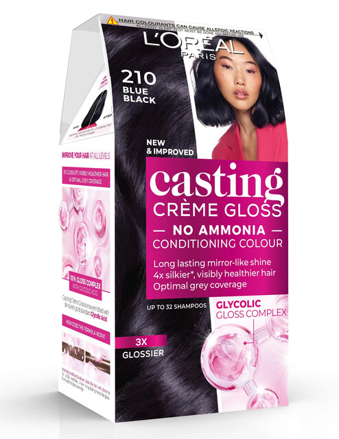L'Oréal Paris Hair Colour - Casting Crème Gloss 210 Blue Black, No Ammonia Semi-Permanent Gloss for up to 32 Washes