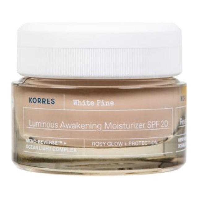 Korres White Pine Luminous Awakening Daily Face Moisturizer with SPF 20 Sun Protection (40ml) For Hydrated, Glowing Skin