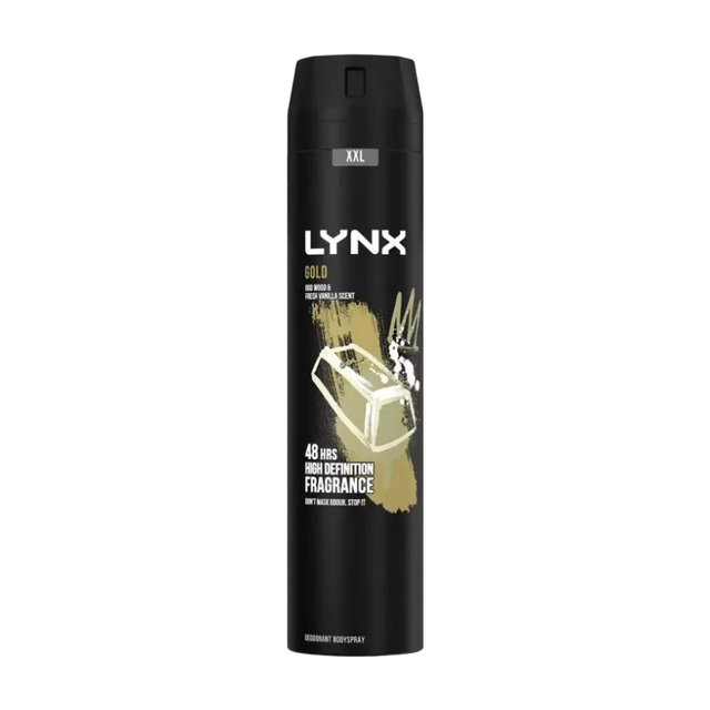 Lynx Deodorant Body Spray Gold XXL 250ml – Long-Lasting Fresh Scent with Premium Masculine Fragrance for Daily Confidence