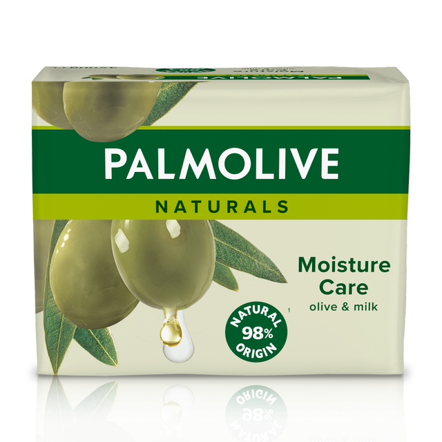 Palmolive Naturals Moisture with Olive Oil Bar Soap 4-Pack, Deeply Nourishing & Hydrating for Dry Skin, 4x90g Bars