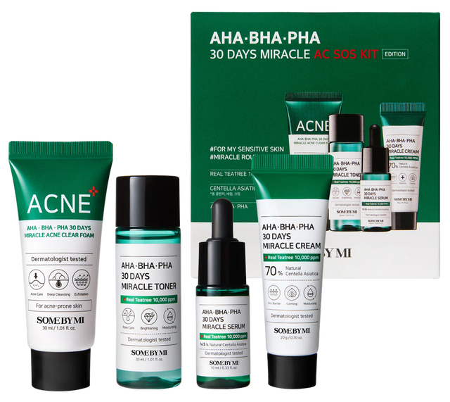 Some By Mi Aha Bha Pha 30 Days Miracle Ac S.O.S Kit - Complete Solution Gift Set for Troubled Skin & Breakouts