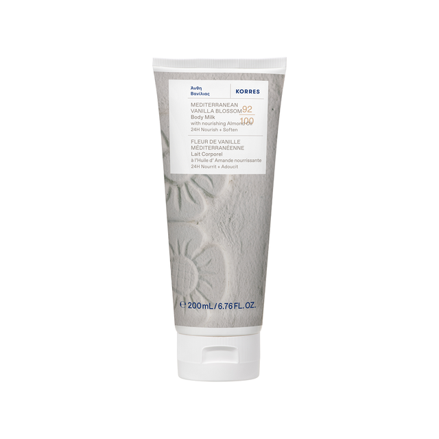 Korres Body Care: Mediterranean Vanilla Blossom Body Milk 200ml for Nourished, Hydrated Skin with a Long-Lasting Fragrance