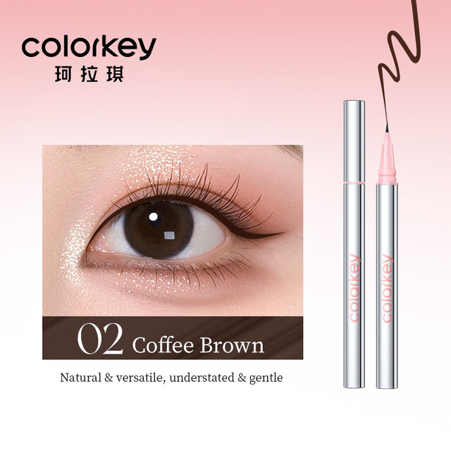 COLORKEY Beauty Micro-Fine Liquid Eyeliner in 02 Espresso Brown - Waterproof & Smudge-Proof with Precision Felt Tip