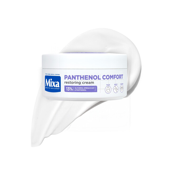 Mixa Panthenol Comfort Restoring Body Cream for Eczema Prone Skin, Fragrance-Free with Glycerin, Omegas 6&9, 150ml