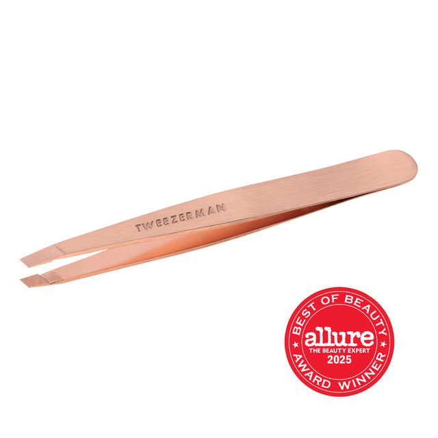 Tweezerman Slant Tweezer in Rose Gold - Precision Beauty Tool for Perfect Eyebrow Shaping and Hair Removal