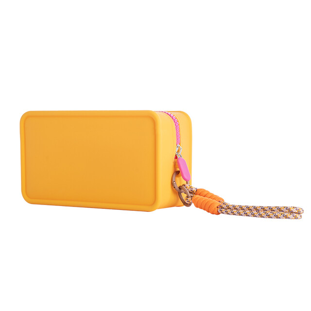 JORDAN&JUDY Housewares Home Storage Colorblock Portable Silicone Makeup Bag, Handheld Travel Pouch 20x12x8cm Yellow