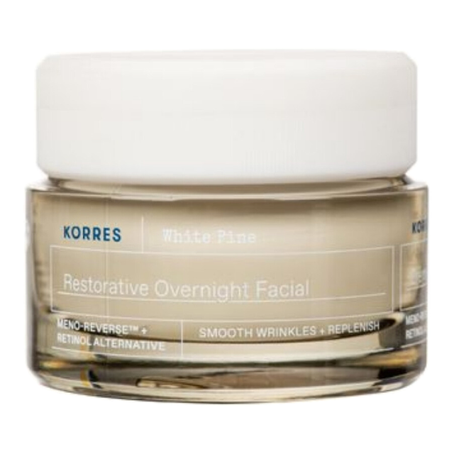 Korres White Pine Restorative Overnight Facial Cream 40ml - A Renewing Night Moisturizer For Dry Skin