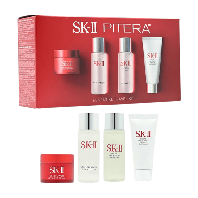 SK-II 4-Piece Skincare Gift Set: Cleansing 20g + Lotion 30ml + Essence 30ml + Red Cream Moisturiser 15ml