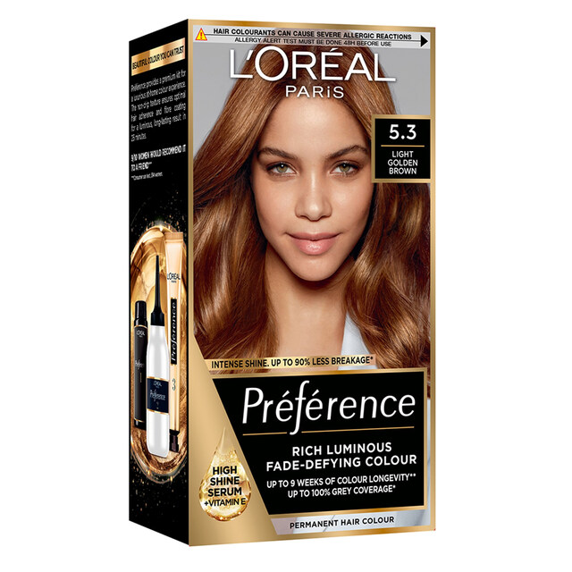 L'Oréal Paris Hair Colour: Preference Light Golden Brown 5.3 - Rich, Luminous & Fade-Defying Permanent Hair Dye