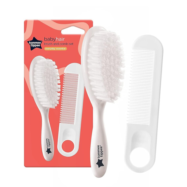 Tommee Tippee Baby Health Care Grooming Brush and Comb Set for Gentle Hair Care, Soft Bristles, Easy Grip, Newborn Safe