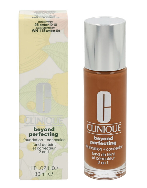 Clinique Beyond Perfecting Foundation and Concealer in WN 118 Amber (D) 30ml for Flawless Full Coverage Makeup