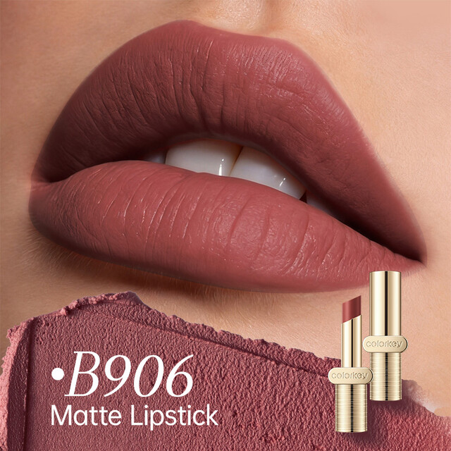 COLORKEY Luxury Matte Lipstick - Gold Label Velvet P906 Roasted Chestnut Brown, Velvet-Matte Smooth Texture Lip Color