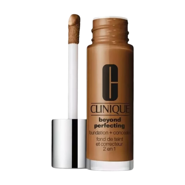 Clinique Beyond Perfecting Foundation and Concealer - 30ml, Full Coverage Liquid Makeup with Natural Matte Finish - WN 114 Golden (D)