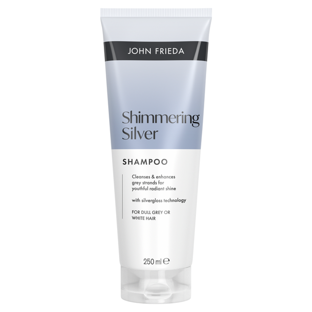 John Frieda Shimmering Silver Shampoo for Blonde & Grey Hair - Neutralizes Brassiness for Cooler Tones, 250ml