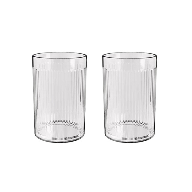 JORDAN&JUDY Mouthwash Cup Set (2pcs) - 10.5x7cm Streamer White Mugs for Bathroom, Kitchen, or Dining Tableware.