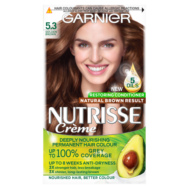 Garnier Personal Care Hair Colourants Nutrisse 5.3 Golden Brown Permanent Hair Dye for Shiny, Long-Lasting GOLDEN BROWN Color