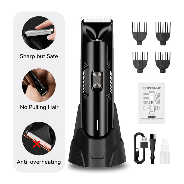 ENCHEN Male Electric Trimmer for men - Spark 3 Groin & Body Hair Trimmer with Skin-Safe Ceramic Blade to Prevent Nicks