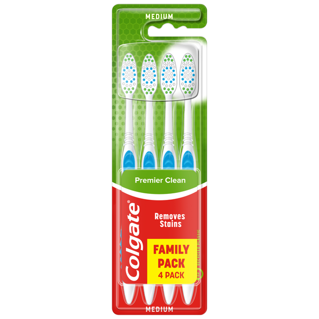 Colgate Premier Clean Medium Toothbrushes - 4 pcs