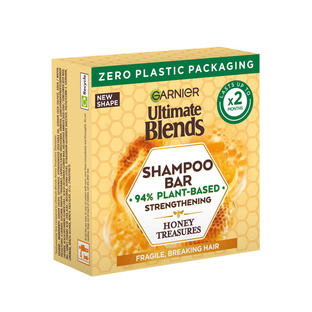 Garnier Ultimate Blends Honey Treasures Strengthening Shampoo Bar for Damaged Hair - 60g Nourishing Solid Shampoo