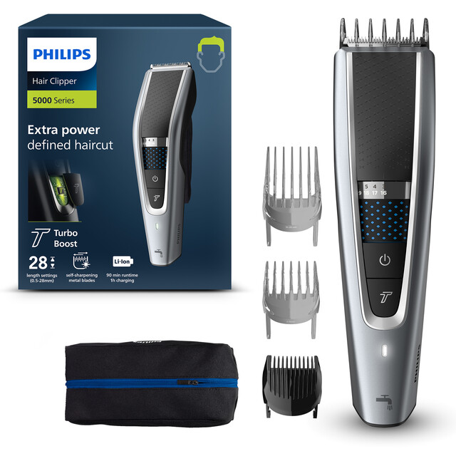 Philips Series 5000 Hair Clipper HC5630/13: Cordless, Water Washable for men with 4 Attachments for Effortless Grooming