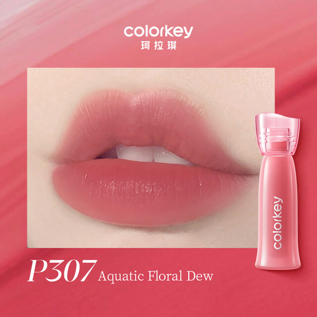 COLORKEY Matte Lip Tint: P307 Water Lily, A Flattering & Skin-Brightening Everyday Matte Lip Color, Energizing Aqua Floral Dew
