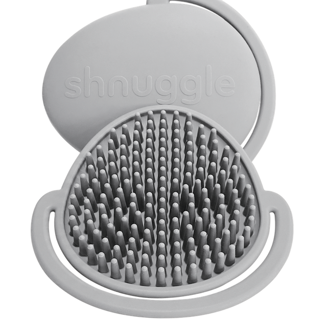 Shnuggle Baby Grooming Brush Grey–Soft Scalp Massaging Hairbrush for Gentle Infant Hair and Scalp Care