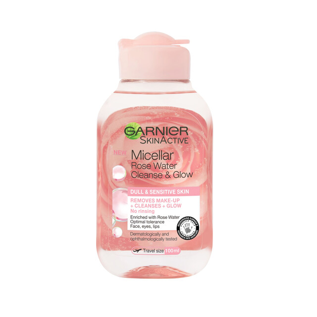 Garnier Micellar Rose Cleansing Water: Gentle Hypoallergenic Face Cleanser & Makeup Remover for Sensitive Skin, Vegan Formula, 100ml