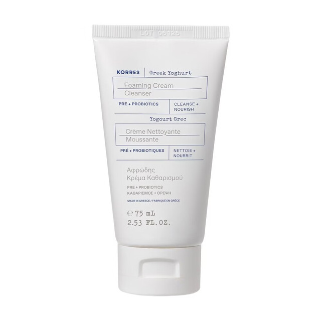 Korres Foaming Cream Cleanser with Greek Yoghurt: Gently Cleanse & Nourish Skin for a Healthy Glow - 75ml