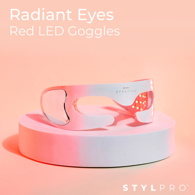 STYLPRO Facial LED Device: Radiant Eyes Red LED Goggles to Reduce Dark Circles, Wrinkles, & Fine Lines with Auto Timer